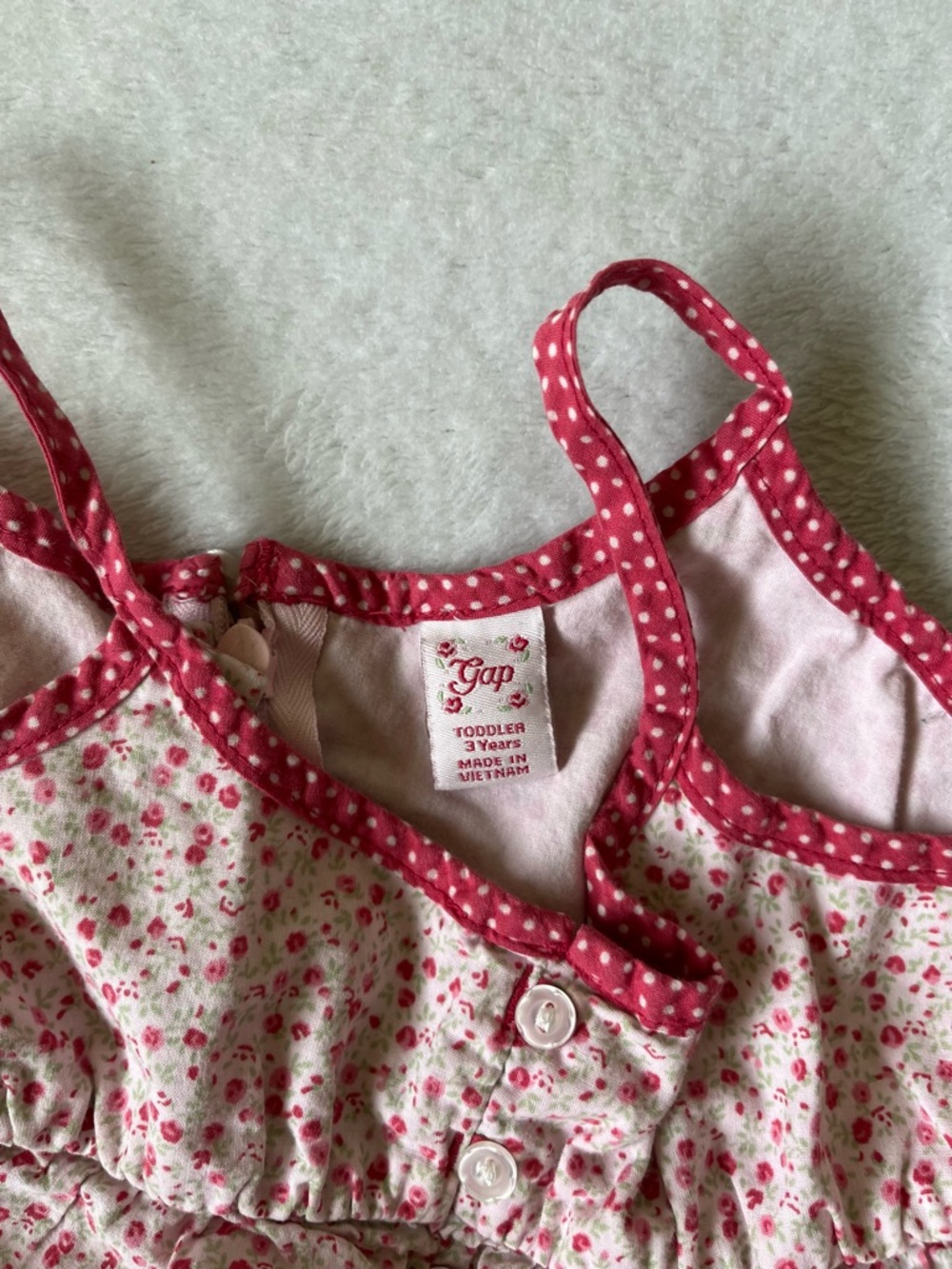 GAP Pink Floral Toddler Tank Dress with Polka-Dot Trim